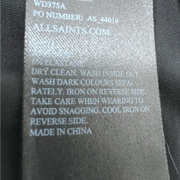 AllSaints Amei LS Black Dress Silky Stretch Size 6 - Picture 12 of 13